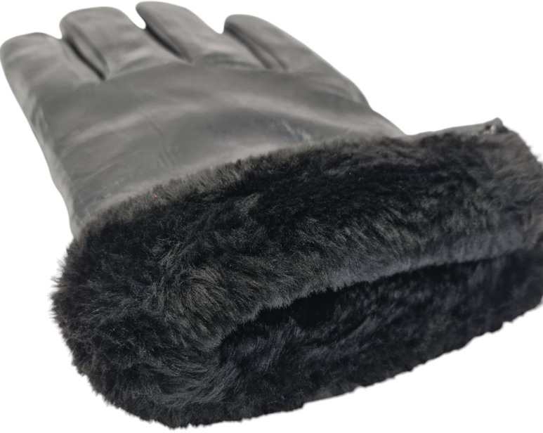 перчатки мужские большой размер искусств мех черный