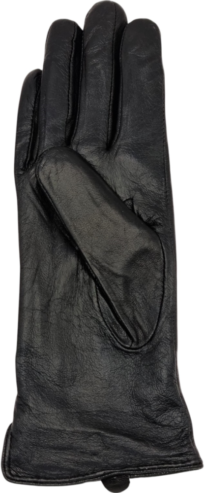 перчатки женские натур кожа/шерсть черный две мережки строчка по центру