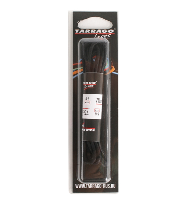 tarrago шнурки 75 см круглые тонкие хб черные