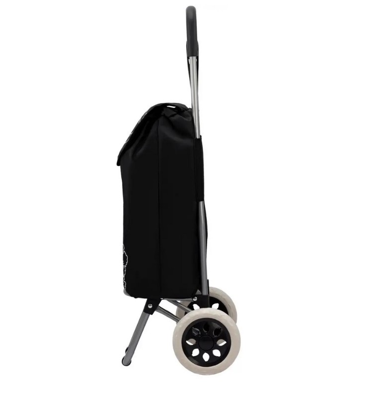 сумка тележка на колесах хозяйственная 25 литров черная белый цветок