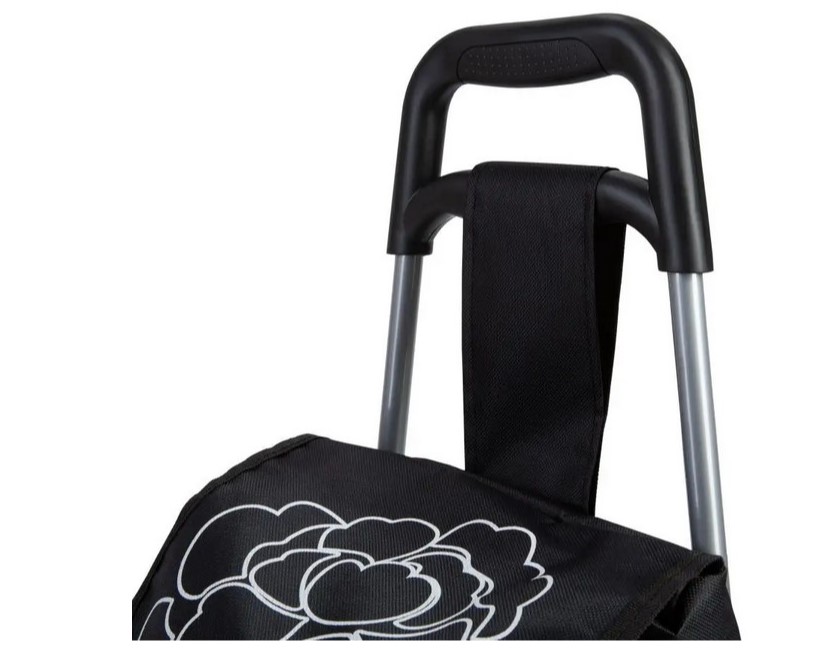 сумка тележка на колесах хозяйственная 25 литров черная белый цветок