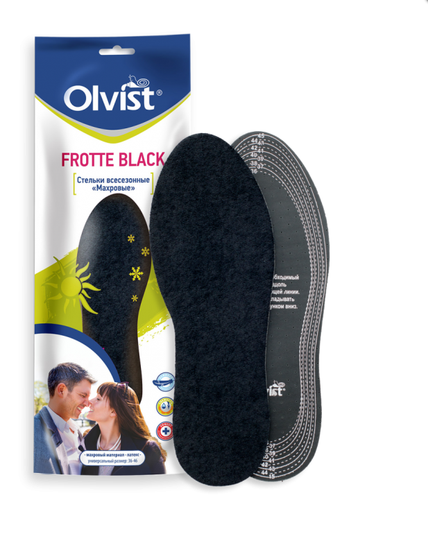 olvist стельки frotte black махровые на латексе всесезонные 36-46