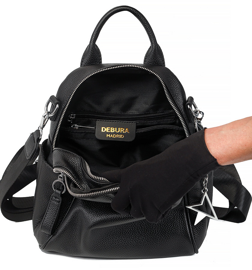 женский рюкзак-сумка натуральная кожа debura madrid