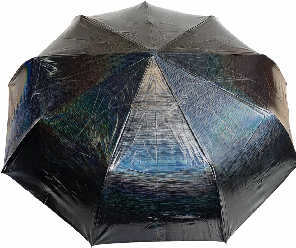 зонт автомат черный переливы света 9 спиц антиветер