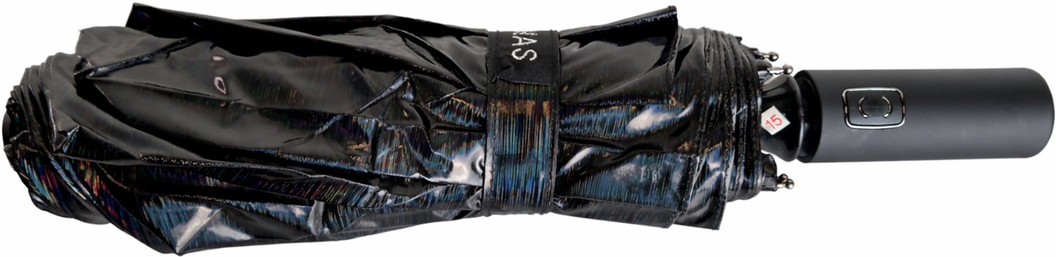 зонт автомат черный переливы света 9 спиц антиветер