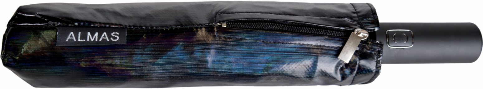 зонт автомат черный переливы света 9 спиц антиветер