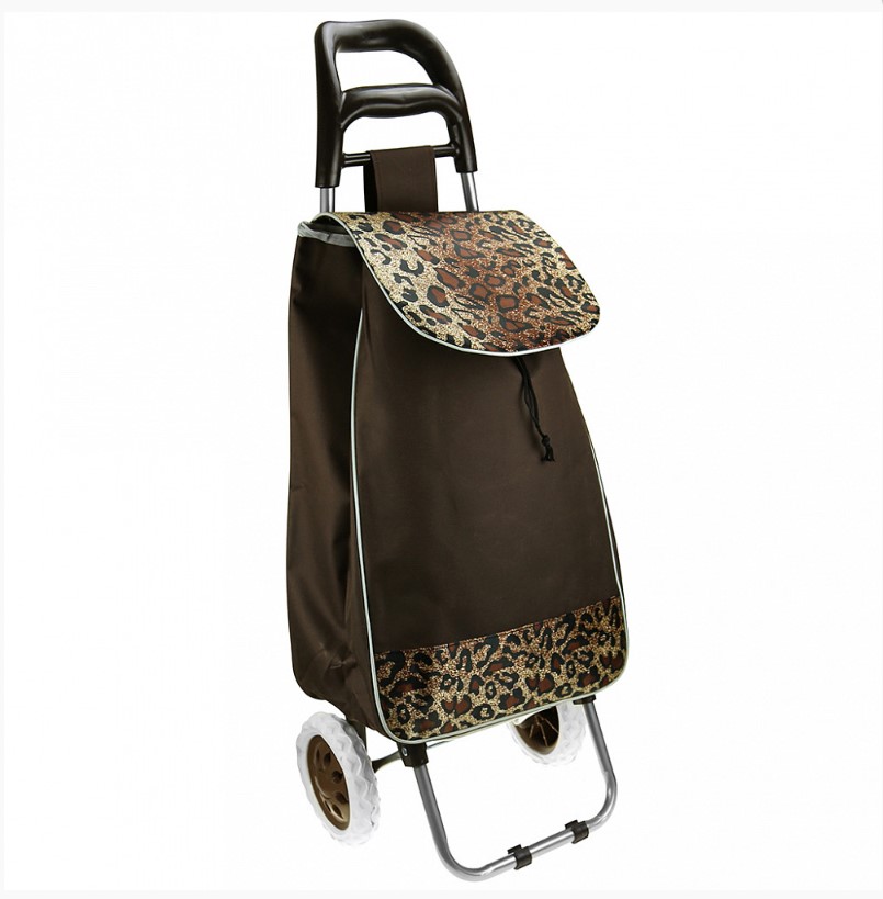 сумка тележка на колесах хозяйственная 33 литра леопард коричневый