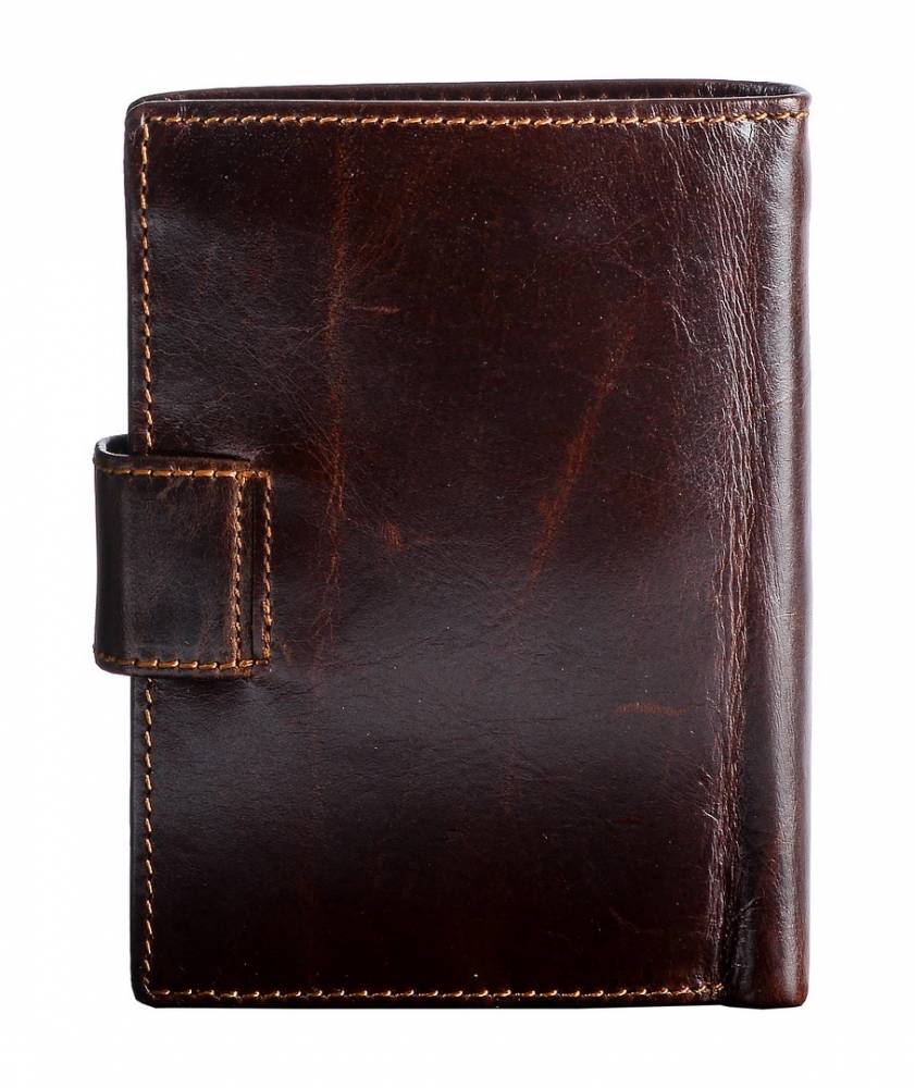 кошелек мужской натуральная кожа волк коричневый