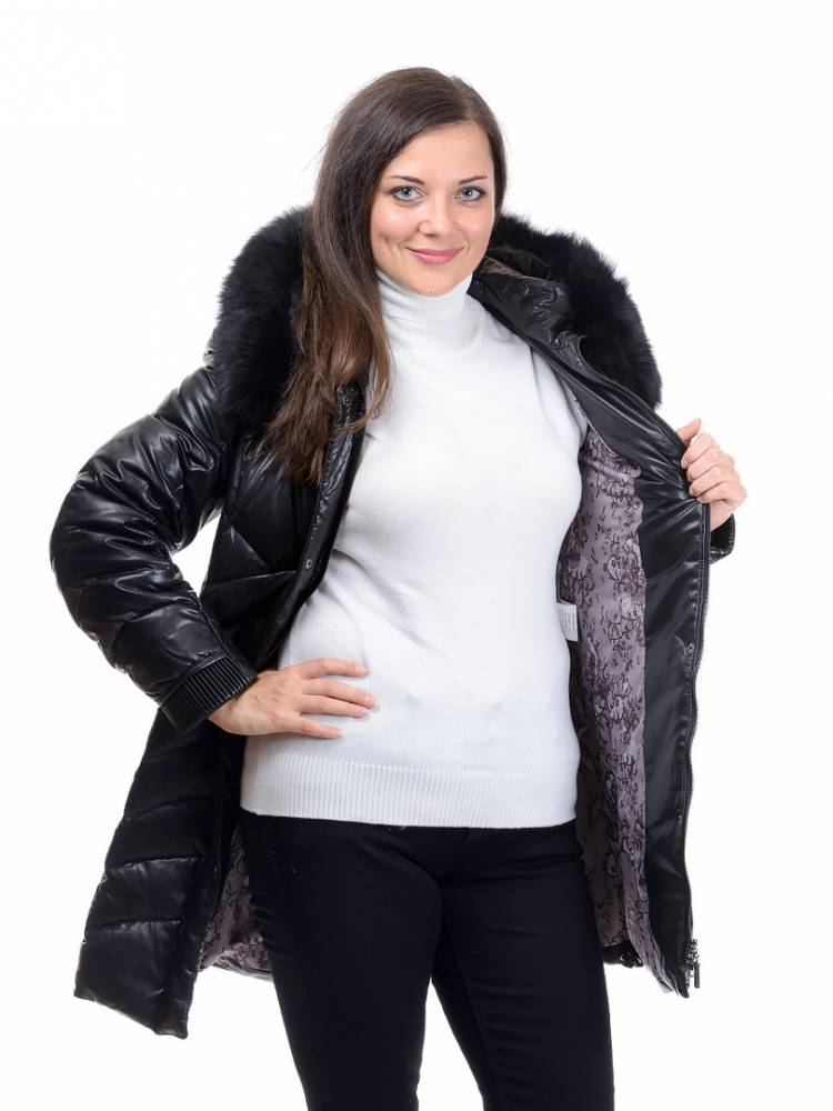 пуховое пальто/ песец