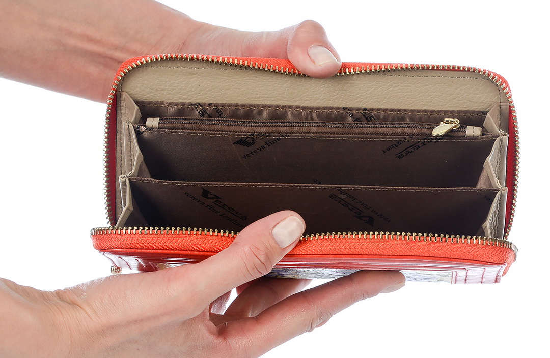  кошелек живопись натуральная кожа красный vereva тайвань