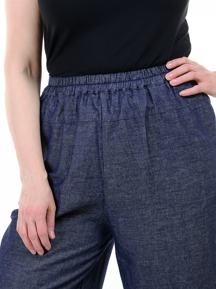  джинсы на резинке лен / хлопок pinkpolka корея