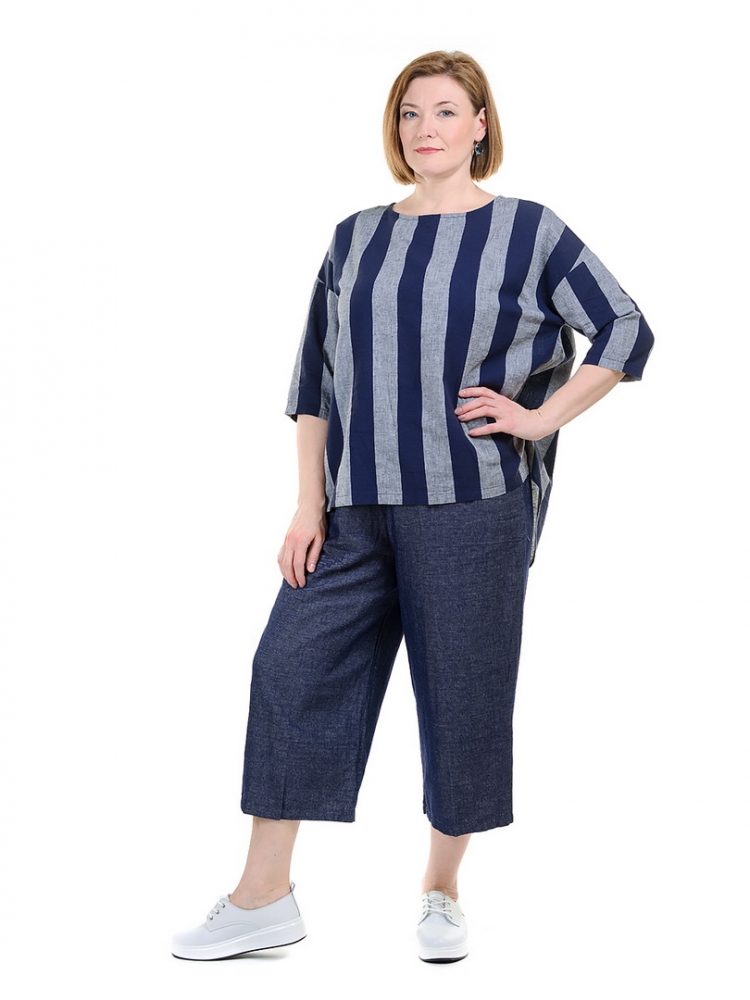  джинсы на резинке лен / хлопок pinkpolka корея