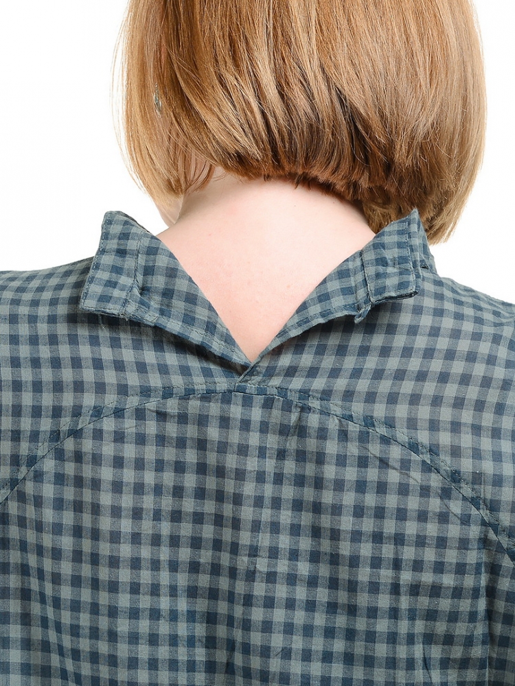 рубашка-туника в мелкую клетку 100% хлопок корея