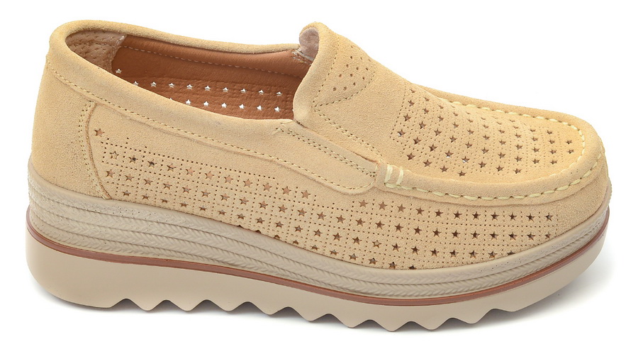 женские мокасины с перфорацией натуральная замша bnf тайвань