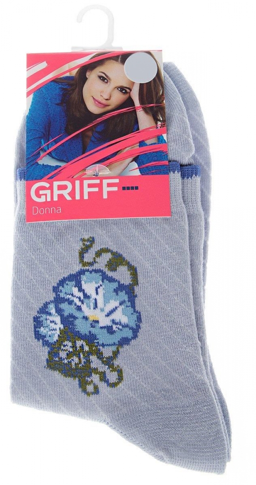 d252 носки жен цветы винтажные blu chiaro (голубой) griff италия