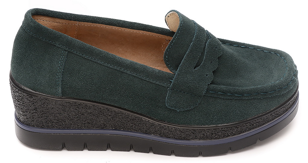 женские мокасины на танкетке натуральная кожа (замша) bnf тайвань