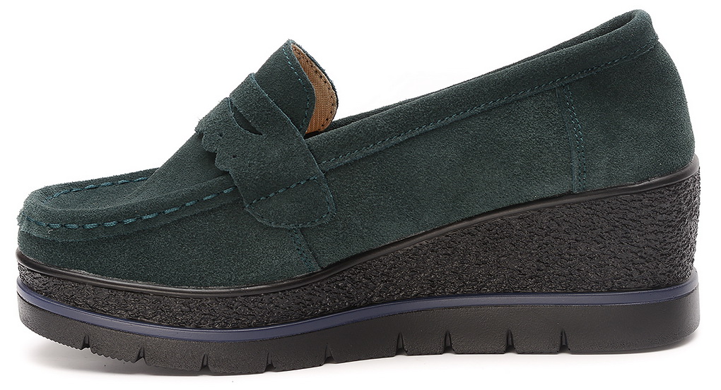 женские мокасины на танкетке натуральная кожа (замша) bnf тайвань