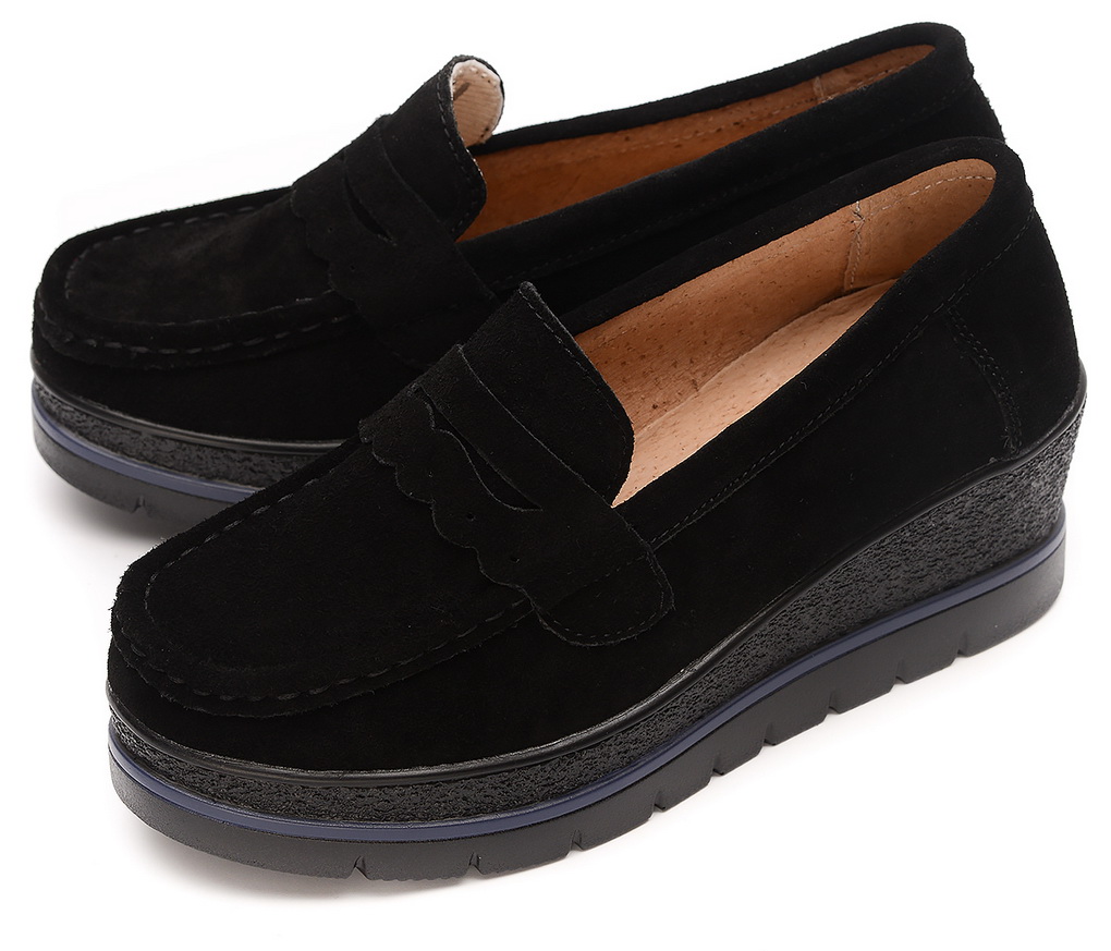 женские мокасины на танкетке натуральная кожа (замша) bnf тайвань