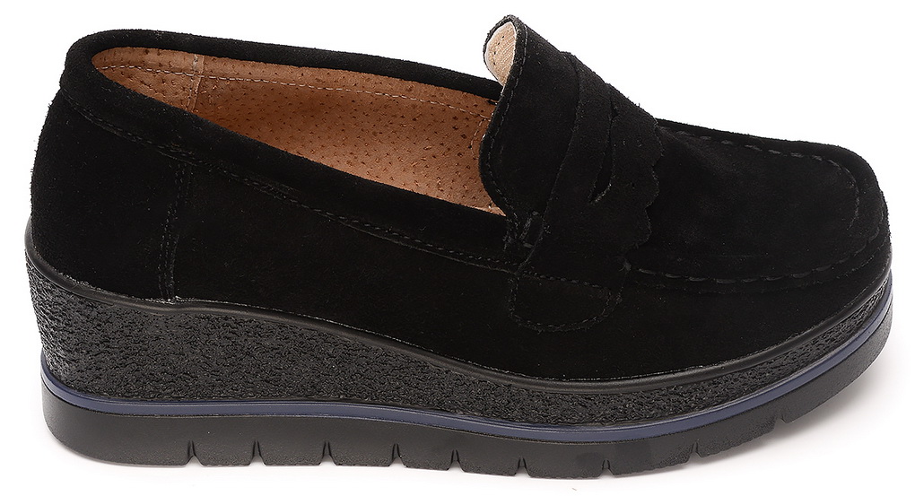 женские мокасины на танкетке натуральная кожа (замша) bnf тайвань