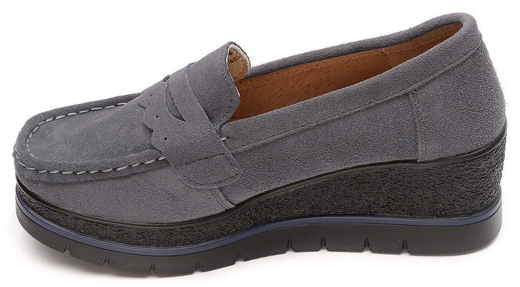 женские мокасины на танкетке натуральная кожа (замша) bnf тайвань