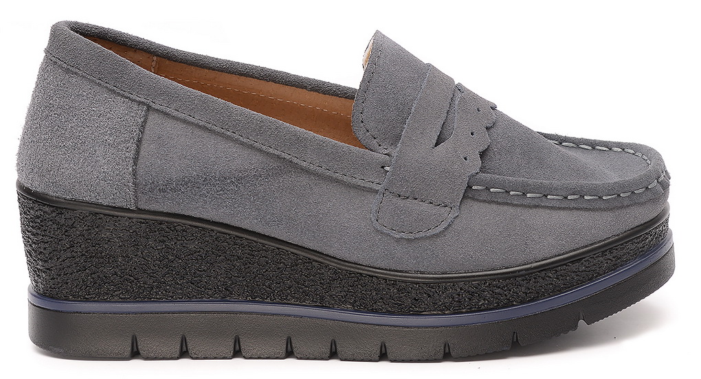 женские мокасины на танкетке натуральная кожа (замша) bnf тайвань