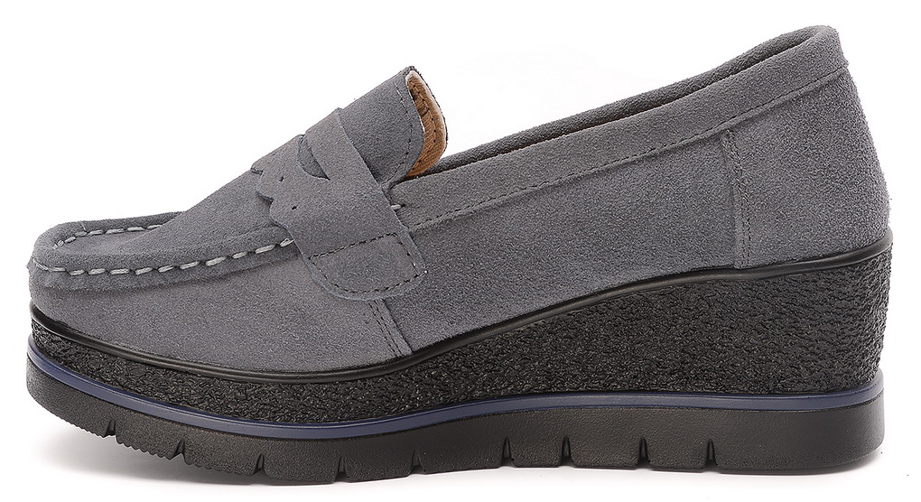 женские мокасины на танкетке натуральная кожа (замша) bnf тайвань