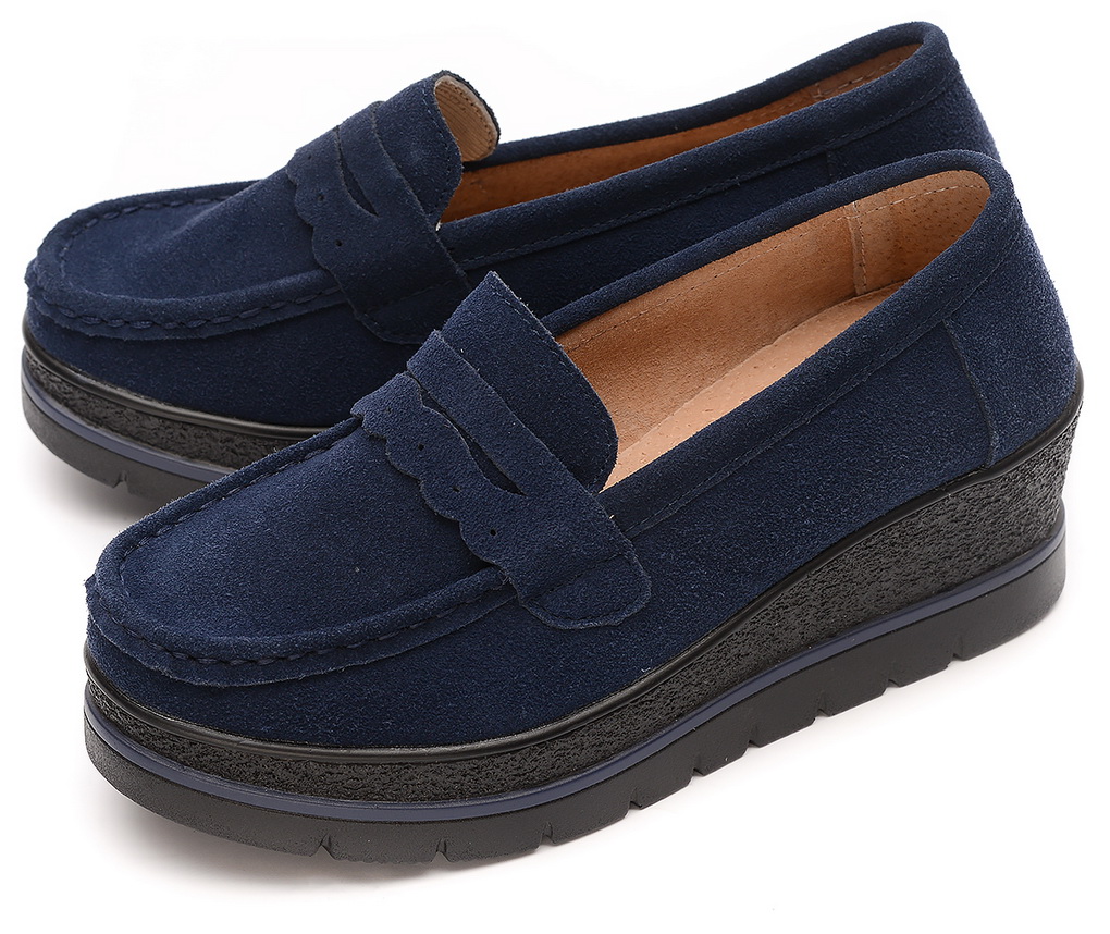 женские мокасины на танкетке натуральная кожа (замша) bnf тайвань