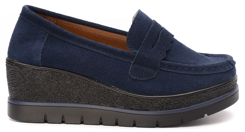 женские мокасины на танкетке натуральная кожа (замша) bnf тайвань