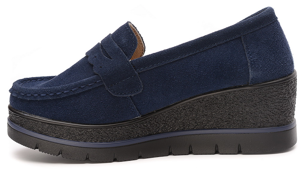 женские мокасины на танкетке натуральная кожа (замша) bnf тайвань