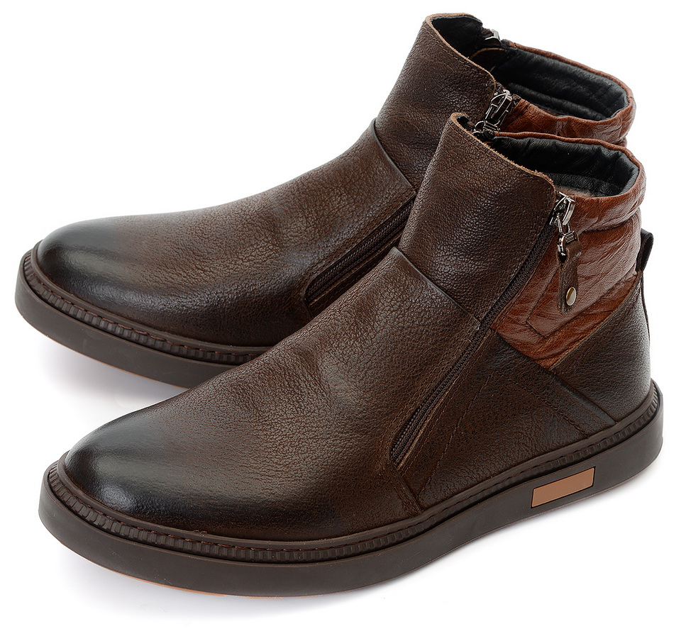 мужские ботинки натуральная кожа натуральный мех gugu германия