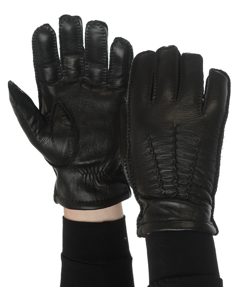 мужские перчатки  кожа оленя / 100% шерсть nice ton