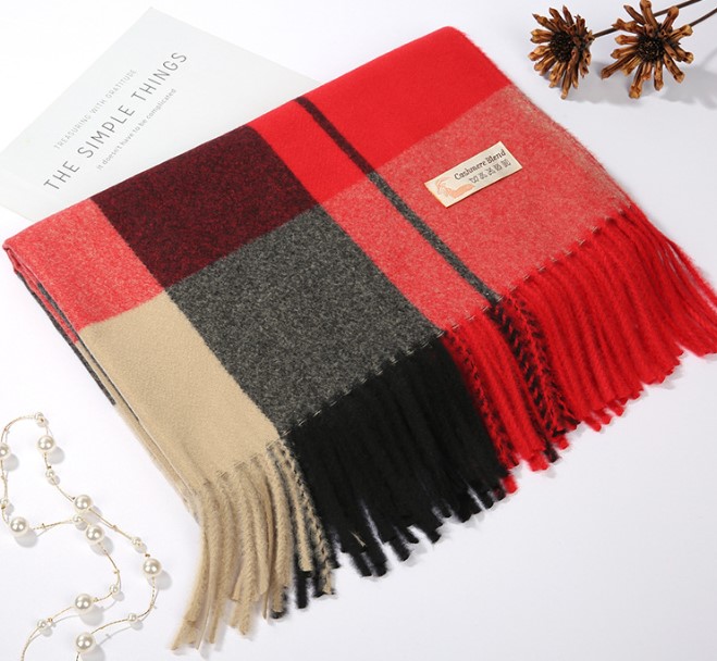 кашемировый палантин в клетку 200*70 см 