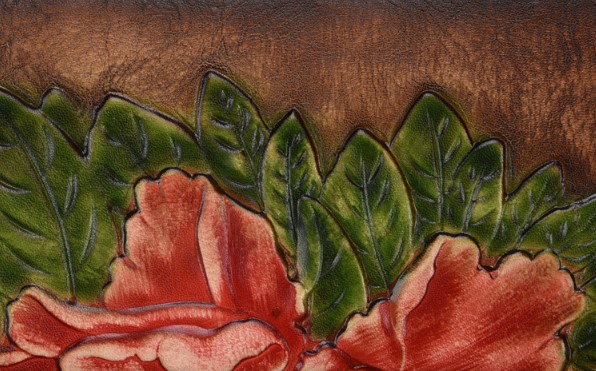 женский кошелек натуральная кожа с тиснением хризантема  корея