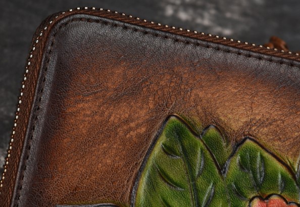 женский кошелек натуральная кожа с тиснением хризантема корея vereva