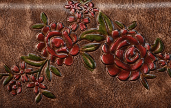 женский кошелек  натуральная кожа с тиснением ветка корея