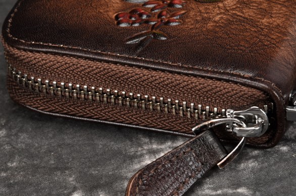 женский кошелек  натуральная кожа с тиснением ветка корея