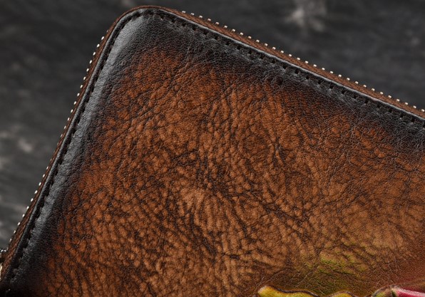 женский кошелек натуральная кожа с тиснением  лилия корея