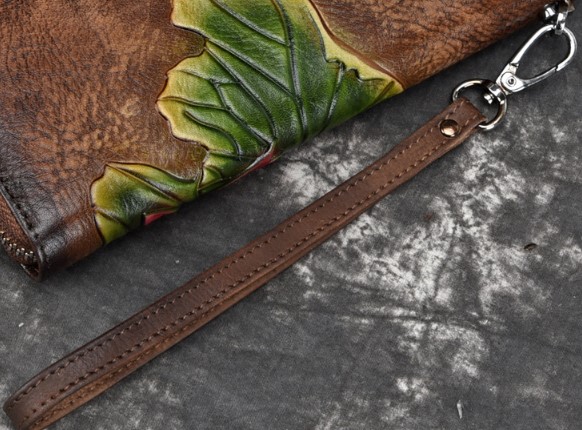 женский кошелек натуральная кожа с тиснением  лилия корея