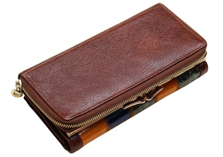 женский кошелек лаковый пэчворк с клапаном  натуральная кожа тайвань