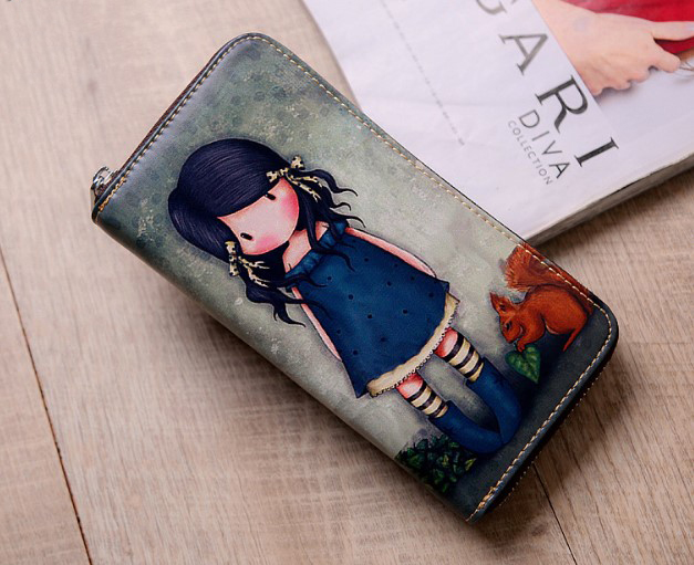 женский кошелек натуральная кожа с рисунком корея