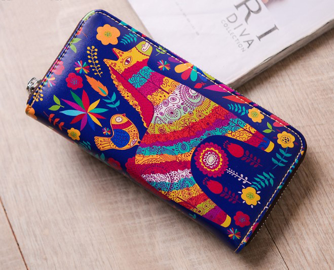 женский кошелек натуральная кожа с рисунком корея