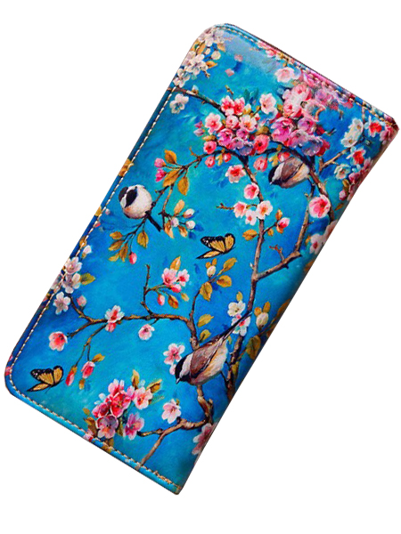 женский кошелек натуральная кожа с рисунком корея