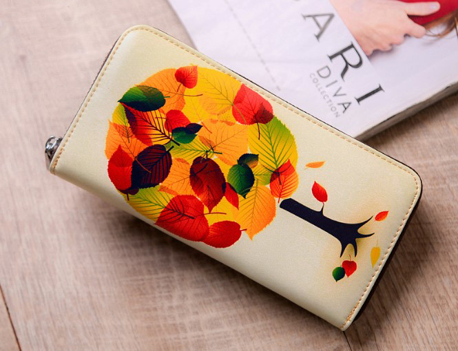 женский кошелек натуральная кожа с рисунком корея