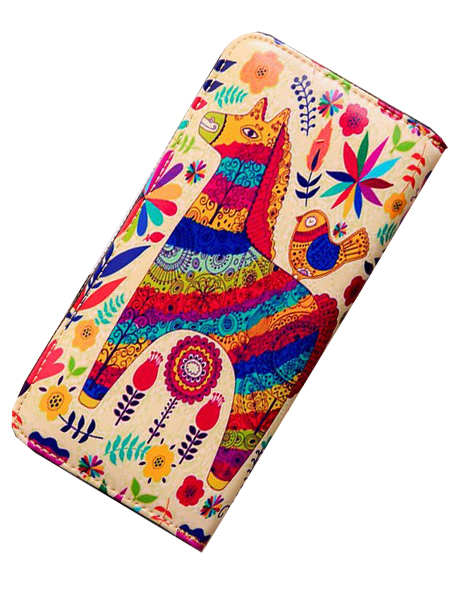 женский кошелек натуральная кожа с рисунком корея