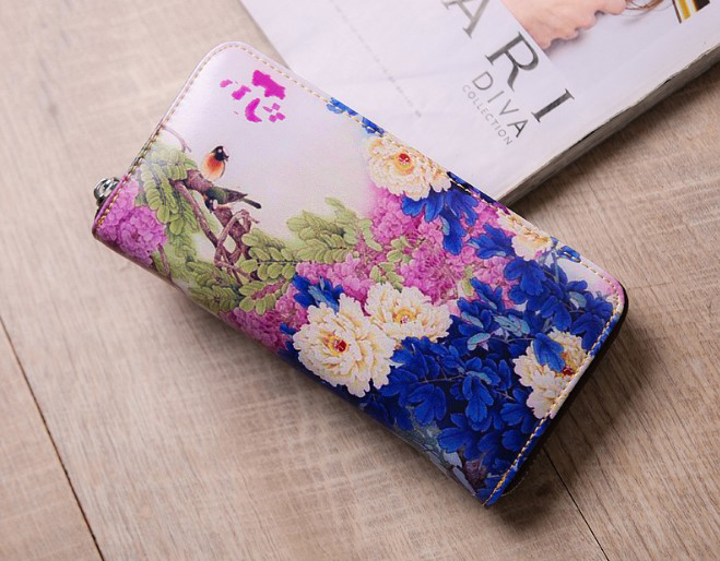 женский кошелек натуральная кожа с рисунком корея