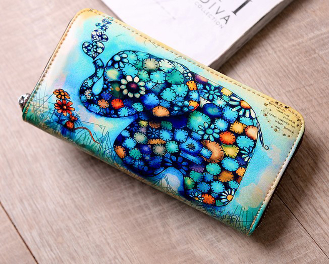 женский кошелек натуральная кожа с рисунком корея