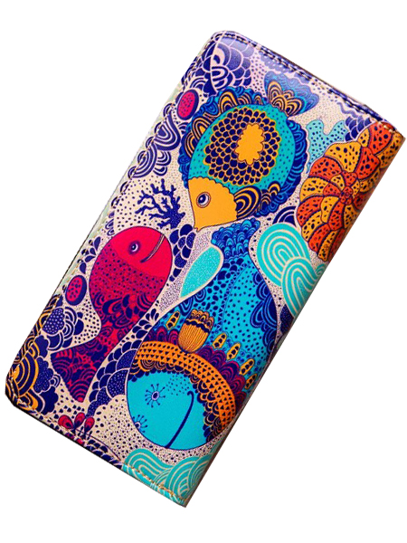 женский кошелек натуральная кожа с рисунком корея