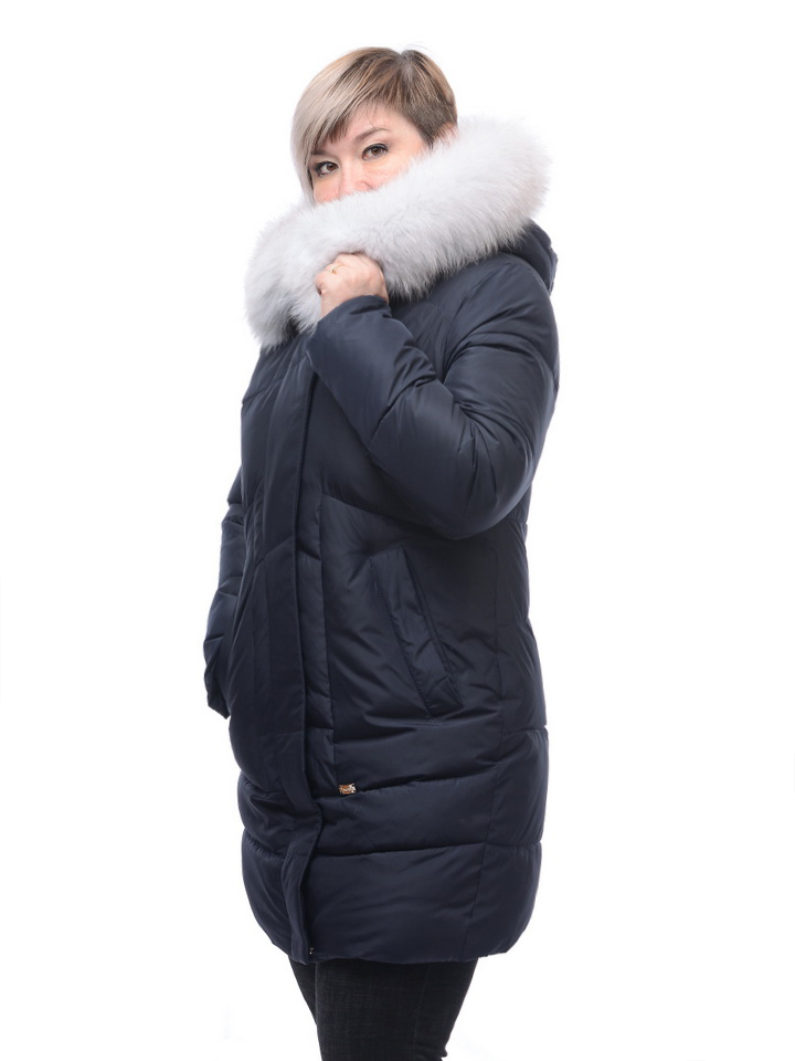 женское полупальто yuanlida на холлофайбере мех - белая лиса