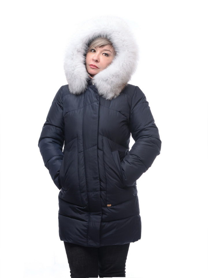 женское полупальто yuanlida на холлофайбере мех - белая лиса