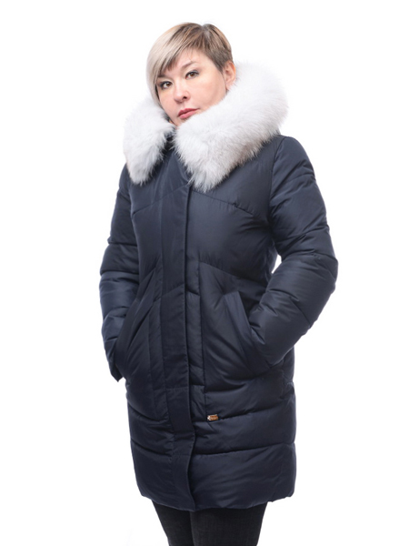 женское полупальто yuanlida на холлофайбере мех - белая лиса